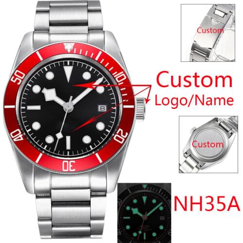 Corgeut luxury brand Men red bezel watch Automatic Mechanical Sport Stainless Swim sapphire calendar Mechanical Wrist Watches