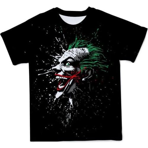 Summer latest humor clown joker 3d mens t-shirt fashion comfortable funny joker face graphic boys t-shirts youth top