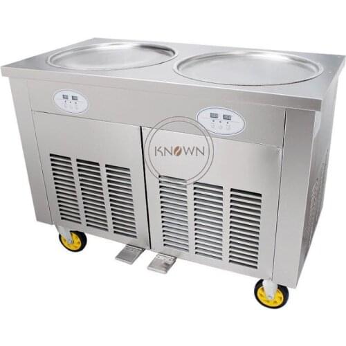 Commercial thailand style 2 round pans fried ice cream roll making machine