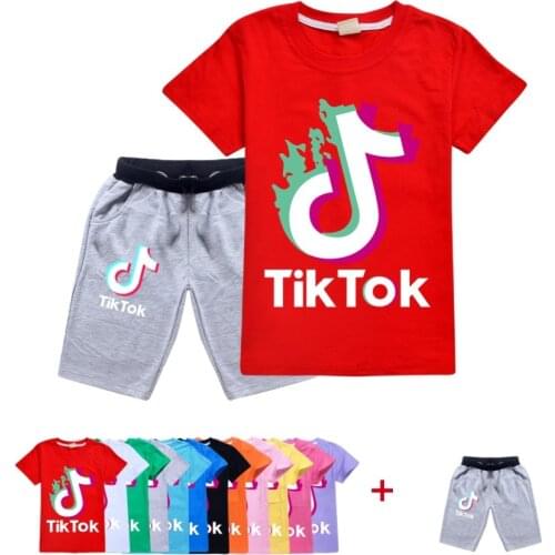 TIK TOK Kids Clothing Sets Costumes for Girls Boys Summer Clothes Short Sleeve Tracksuit Children Sports Suit Home Wear Outfits