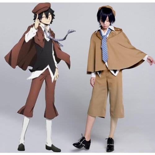 Anime Bungo Stray Dogs Detective Ranpo Edogawa Cosplay Costumes Vest & Cloak & Pants & Tie & Hat Uniform Suit Outfit