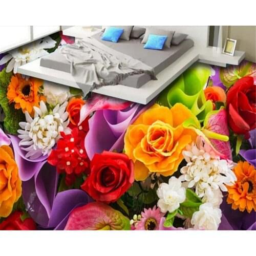 Beibehang High definition beautiful color flower bath 3D floor interior decoration painting papel de parede PVC wallpaper behang
