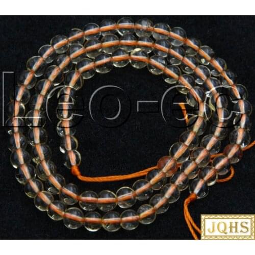 Natural 4mm round yellow crystal Stone Loose Beads for Jewelry Making Strand 15" V1491