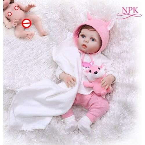 NPK 48CM reborn premie bebe doll reborn baby full body soft silicone lifelike baby doll Bath toy Anatomically Correct Christmas