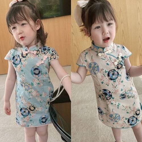 Summer Baby Girl Dress Chinese Style Cheongsam Girls Christmas Dress