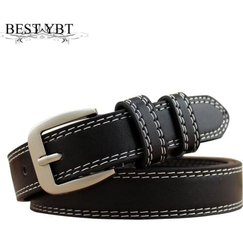 Best YBT Womens Imitation Leather Belts Retro Fashion Alloy Pin Buckle Casual Dress Cowboy Pants Double Fine Belts for Women