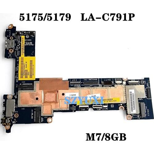 For DELL Latitude 11 5175 5179 Tablets Motherboard M7/8GB AAJA0 LA-C791P CN-0W1D2D W1D2D Mainboard 100%tested