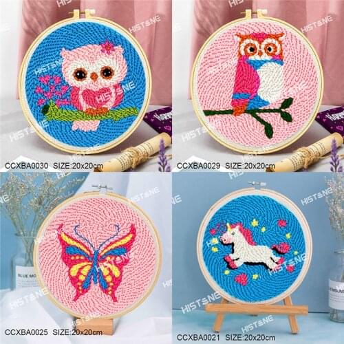 Cartoon Pattern DIY Embroidery Handwork Needlework for Beginner Ribbon Painting Embroidery Hoop Home Decoration