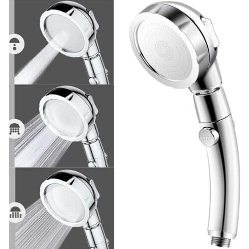 Bath Shower Head Pressured Rainfall Water Saving 360 Degrees Rotating Adjustable Showerhead 3 in 1 With Stop Button Shower