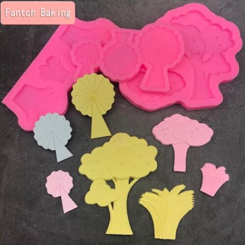 New Tree Silicone Mold Grass Chocolate Confeitaria Mould Gadget Festival Fondant Cake Pastry Decorating DIY Baking Tools