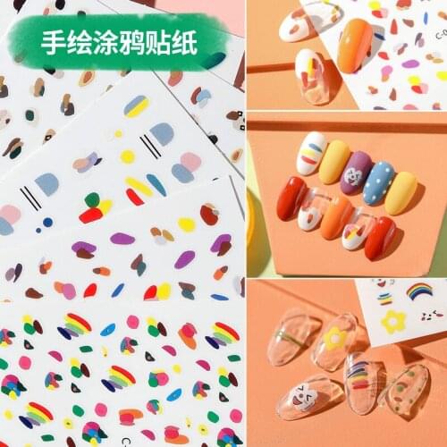 Newest CA 604 609 colorful 3d nail sticker template back glue nail decals DIY decoration tools