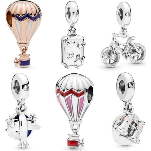 Octbyna Travel Theme Bead Fits Pandora Charms Bracelet Necklace For Women Propeller Aircraft Pendant Diy Jewelry Gift Making