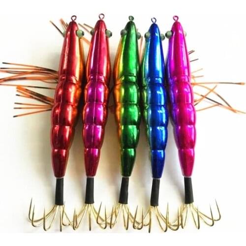 5Pcs Shrimp Squid Jig Fishing Lure 14CM 19G Prawn Tackle Hooks Bait Tackle for Cuttlefish Octopus
