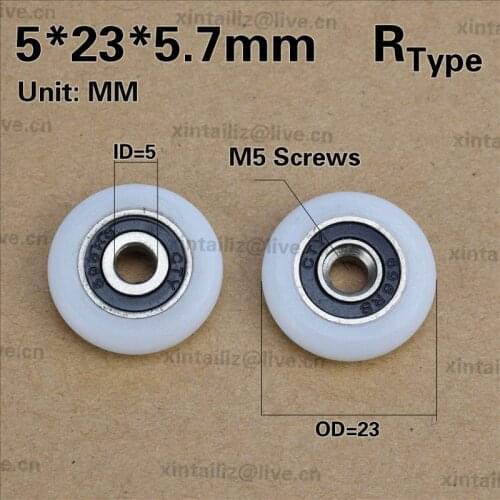 [R0523-5.7]Free Shipping 10PCS bath cabinet roller wheel shower room accessories bearing roller wheel 5*23*5.7