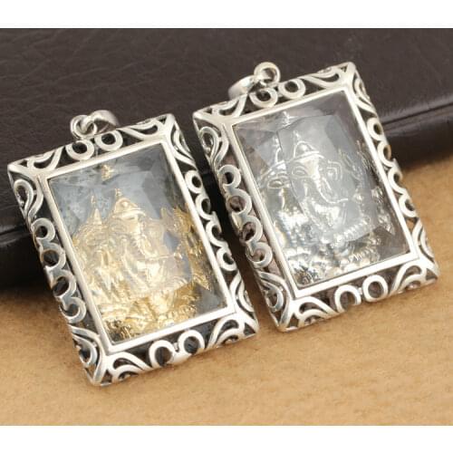 Handcrafted 100% 925 Silver Ganesh Buddha Pendant Necklace Silver Ganesa Wealth Buddha Pendant Necklace Elephant Buddha Amulet