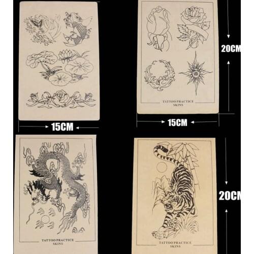 Mixed 4 Kind Of Tattoo Practice Skin Sheet 15 x 20cm Tattooing Fake Practice Skin For Tattoo Body Art Free Shipping