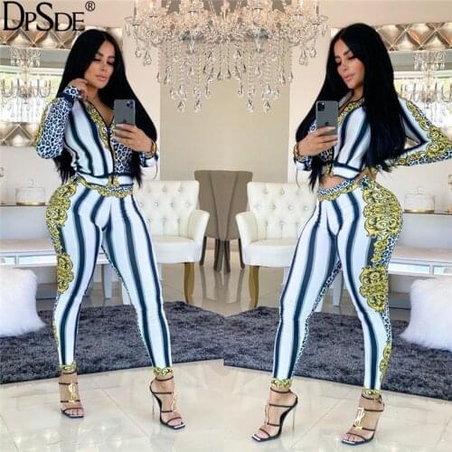 DPSDE White Red Stripe Trend Two Pieces Women Set Autumn Full Sleeve Casual Top New 2020 Show Thin Streetwear Zipper Tracksuit