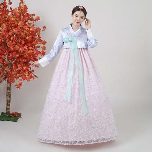Traditional Asian Ancient Korean Court Hanbok Dress Women Korean Classical Wedding Dresses National Ladies Royal Dancing Gown