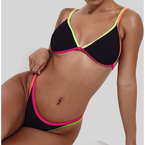 Triangle Sexy Bikini Set High Cut Micro Bikini 2020 Sports Womens Swimsuit Solid Female Push Up Swimwear Colorful Bathing Suit