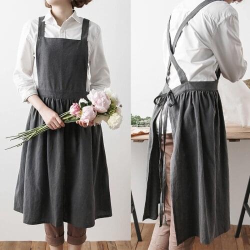 Japanese-style retro cotton simple girls apron clean coffee shop working aprons