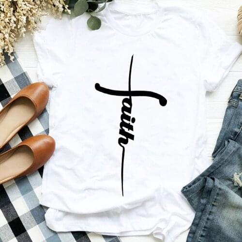 Women Lady Letter Faith Summer Autumn Kawaii 90s Cute Print Womens Clothes Shirt T Tee for Tshirt Female Top Graphic T-shirt