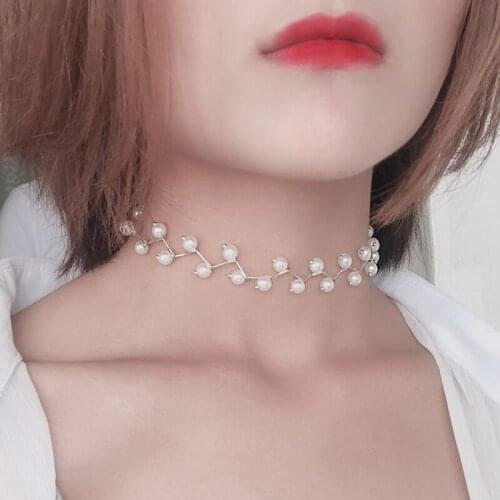 Net red collar female neckband neck chain niche clavicle chain short choker simple pearl necklace neck chain tide jewelry