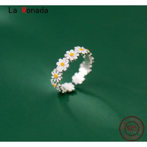 La Monada 53-58mm Women Ring 925 Silver Finger Minimalist Flower Daisy Rings For Women 925 Silver Fine Jewerly Rings Woman
