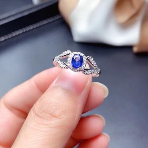 Elegant Tree branch V Natural London Blue sapphire gem Ring Natural gemstone ring S925 silver women party girl gift fine Jewelry