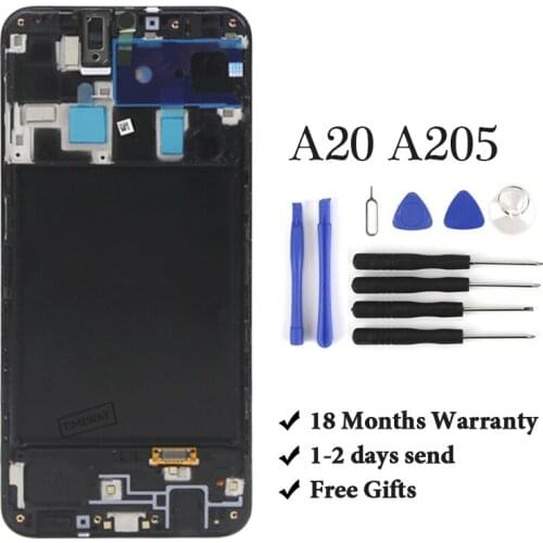 1PCS Super OEM LCD For Samsung A20 A205 LCD Display For A20 A205 LCD Screen Touch Digitizer Assembly For Samsung A20 LCD
