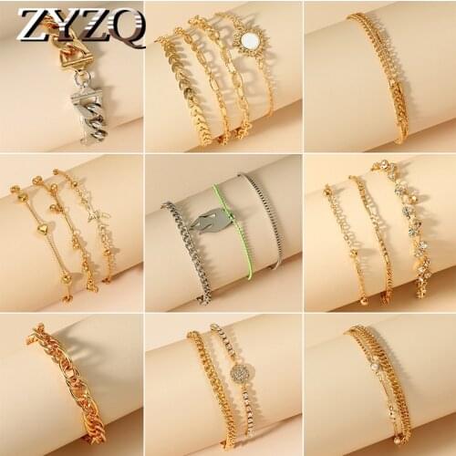 ZYZQ Bohemian Multi-layer Beaded Bracelet For Women Boho Chain Charms Bangles Accessories For Girls Valentines Day Gift