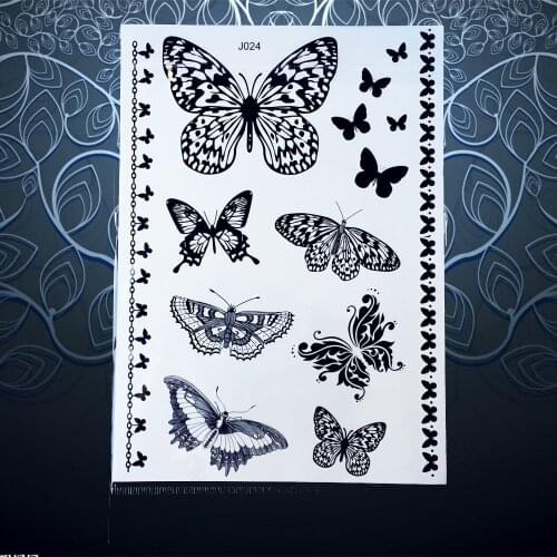 1PC Party Makeup Black Flash Tattoo Sexy Butterfly Bracelet Design Waterproof Temporary Tattoo Choker Jewel Tattoo Sticker PBJ24
