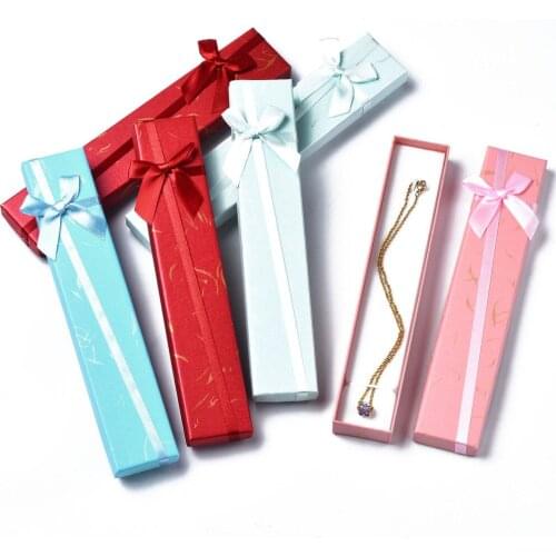 Pandahall 12pc Cardboard Necklace Storage Boxes Rectangle Mixed Color Size:23*4*2.3cm Wholesale