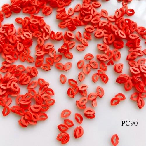 20g/bag Polymer Clay Slices 1mm-thickness Valentines Day Red Lip Deco PC90