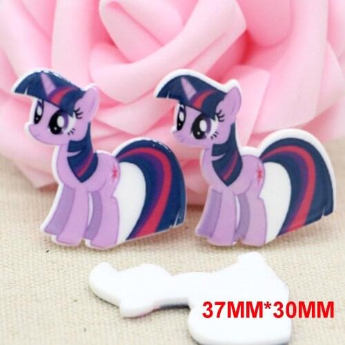 50pcs 37*30MM Cartoon Horse Resin Flatback For Hair Bow Center Kawaii Little Cute Horse Planar Resin DIY Home Decoration DL27