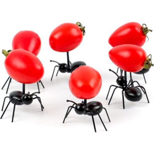 6Pcs Ant Toothpicks Creative Mini Ants Food Fruit Forks Cake Dessert Snack Picks Party Dinner Decoration Home Kitchen Tableware