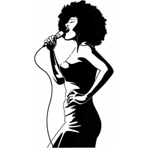 7.8*15.3CM Sexy Singing Girl Vinyl Decals Adavanced Popular Style Black/Silver Car Sticker Skillful Manufucature C20-0404