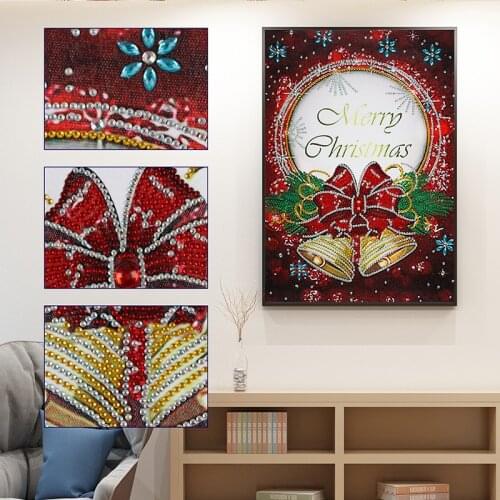 5D DIY Special-Shaped Diamond Painting Xmas Rhinestones Diamond Embroidery Christmas Bell Cross Stitch Room Decoration Art Gift