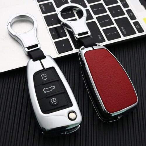 Zinc Alloy Leather Car Key Protection Case Cover For Audi A1 A3 A4L A5 Q3 Q7 S3 S5 S7 RS4 C5 C6 TTS Car styling Accessories