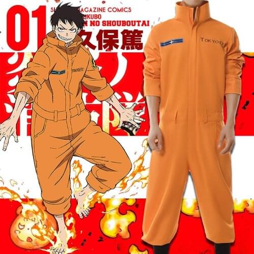COSTAR 2020 The New Anime Fire Force Cosplay Costumes Shinra Kusakabe Cosplay Costume Uniform Yellow Work Clothes Jumpsuits