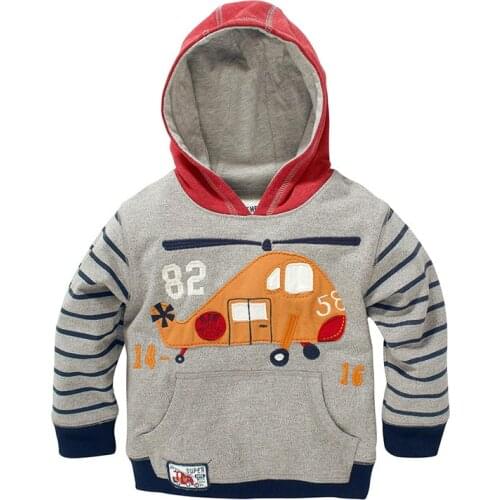 Little Maven New Autumn Spring Kids Clothing Gray Helicopter Applique Cotton Srtiped Full- sleeved Boys 1-6yrs Casual Hoodies