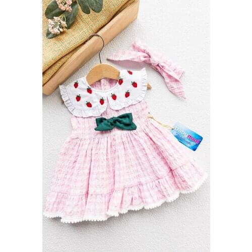 Strawberry Embroidered Bandanna Baby Dress