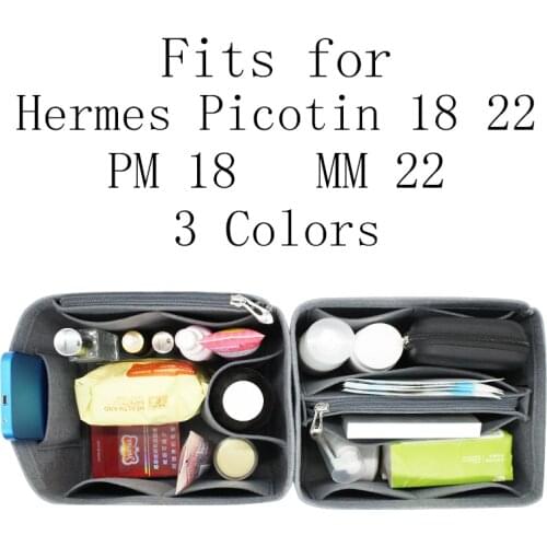 Women Insert Bag Organizer for H Picotin 18 22 Makeup Handbag Organizer Lady Inner Purse Portable Cosmetic Inside Bags