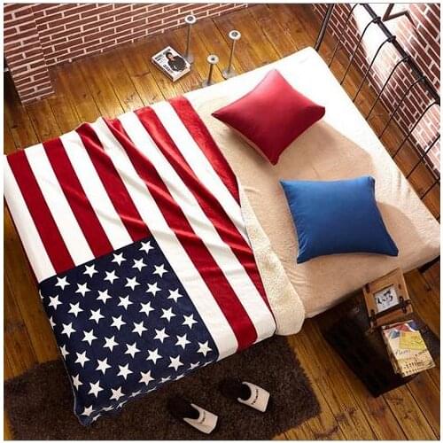 USA US UK ENGLAND BRITISH Flag Blankets Double Layer Thick Fleece Sherpa Plush Faux Fur TV Sofa Blanket Throw 130x160cm DropShip
