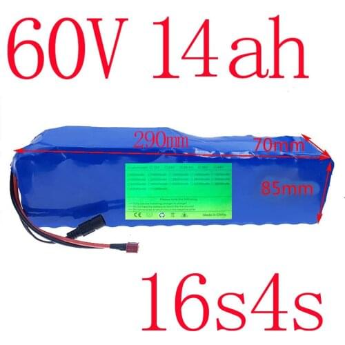 60V 14AH Electric Bicycle, 60v 14Ah Battery, 18650 Rechargeable Battery Pack, 16S, 4P, 30A Electric Bicycle Built-In BMS