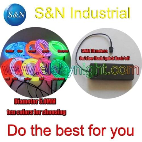 Diameter 5MM el wire 10 meters+3VAA 10 M el inverter+free shipping