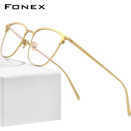 FONEX Pure Titanium Glasses Men Vintage Square Myopia Optical Prescription Eyeglasses Frames 2021 New Male Korean Eyewear F85656