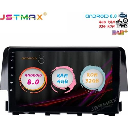 JSTMAX 10.2" Android 8.0 Car GPS Radio Player for Honda Civic 2015 2016 with Octa Core 4GB+32GB Auto Multimedia Stereo video 4G