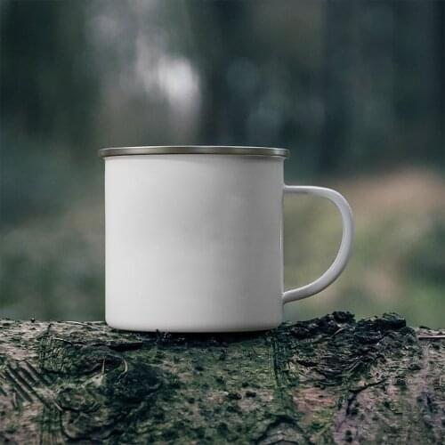 Retro White Enamel Coffee Cup Outdoor Camping Bonfire Drinking Mugs Creative Convenient Travel Cups Featured Creative Gifts Mug