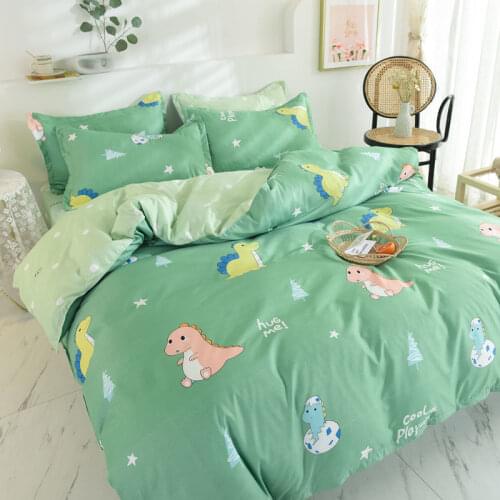 Dinosaur Bedding Set Fashion Fruit Cartoons Flat Sheets Adult Children Bed Linen Duvet Quilt Cover Pillowcase Kawaii Boys Girl