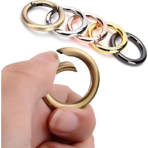 5pcs/lot Spring 20mm Gate O Ring Round Carabiner Snap Clasp Clip Trigger Keyring Holder Buckle For Bags Purses Dog Chain Leash